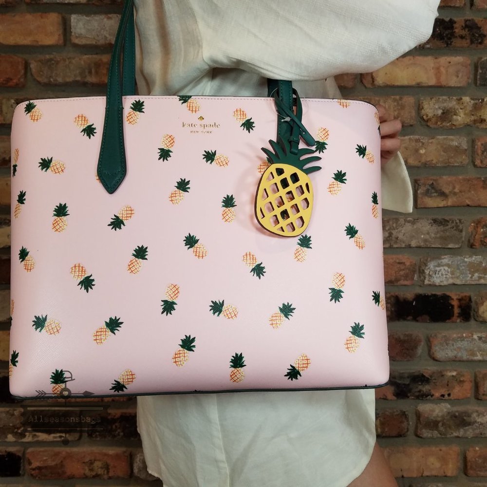AUTHENTIC NWT Kate Spade Marlee Pink Pineapple Tote Continental Wallet SET - Picture 7 of 13